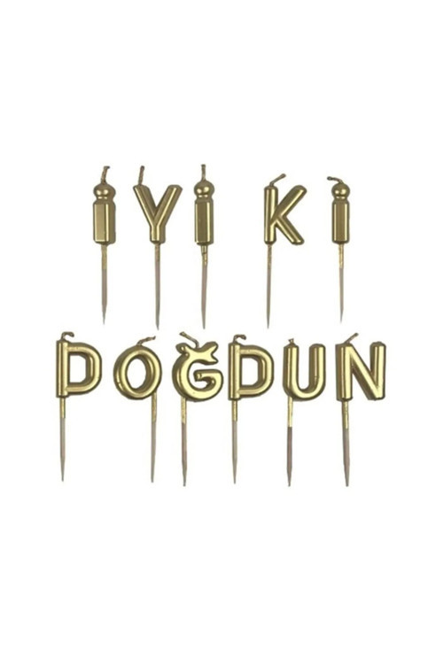 İyi Ki Doğdun Altın Gold Renk Pasta Mumu Doğum Günü Seti