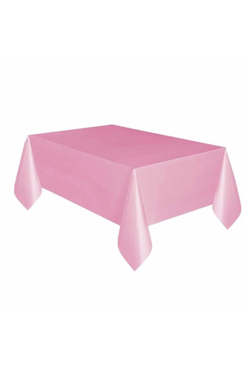 Pembe Masa Örtüsü 120X180 Cm Doğum Günü Partisi Kaliteli Plastik Masa Örtüsü