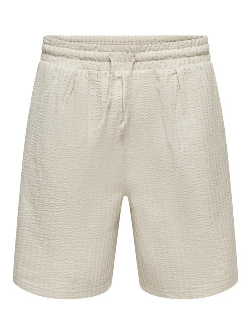 Only&Sons ONSAUSTIN WIDE SEERSUCKER S SHORTS Bej Erkek Şort 22038192