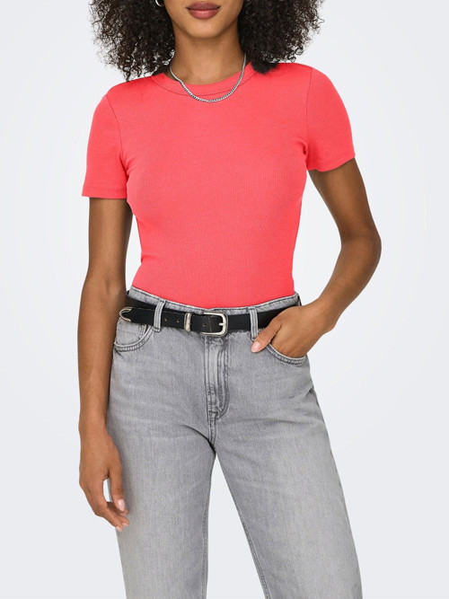 ONLEASY S/S O-NECK TOP BOX JRS Mercan Kadın T-Shirt 15330639