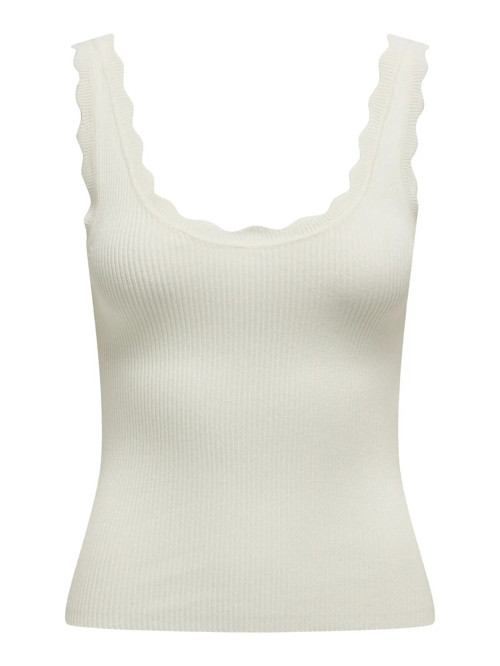 JDYNANNA S/L SCALLOP EDGE TOP KNT NOOS Beyaz Kadın Atlet 15290585