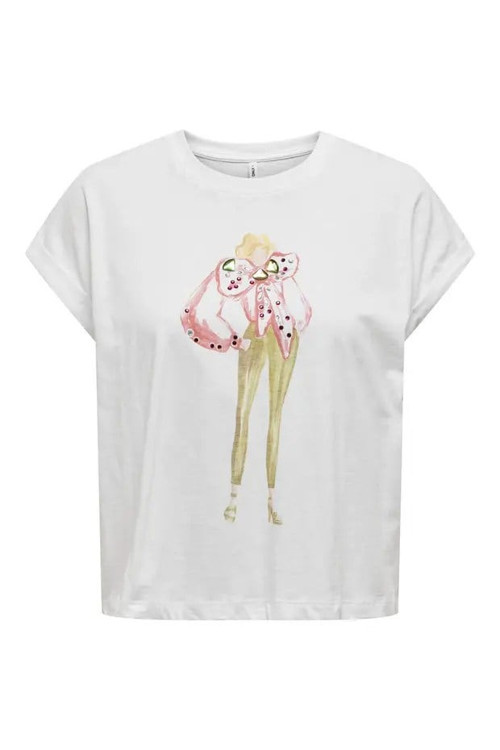 ONLDORIS LIFE S/S BOW TOP BOX JRS Beyaz Kadın T-Shirt 15320665