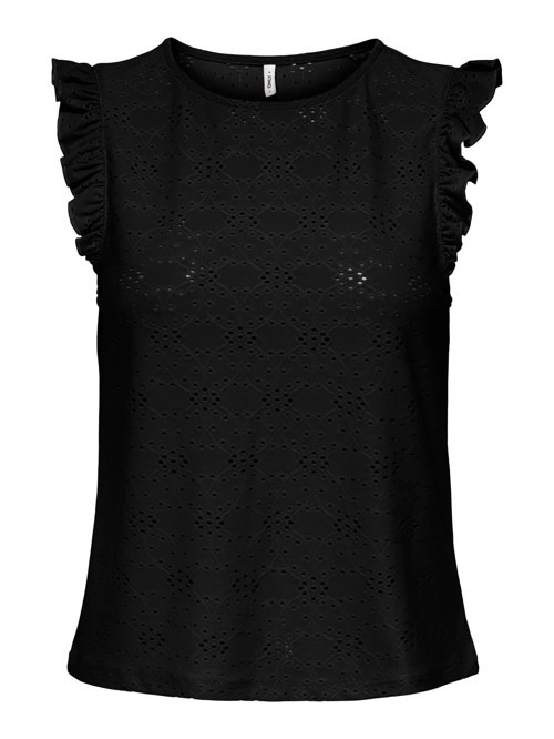 ONLSMILLA S/L FRILL TOP JRS Siyah Kadın Bluz 15371959