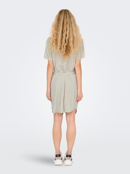JDYCAYA LINEN S/S SHIRT DRESS WVN DIA Bej Kadın Elbise 15346558