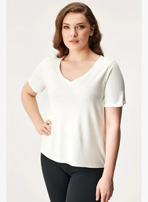 ONLTRIXIE LIFE S/S V-NECK TOP JRS Beyaz Kadın T-Shirt 15319135