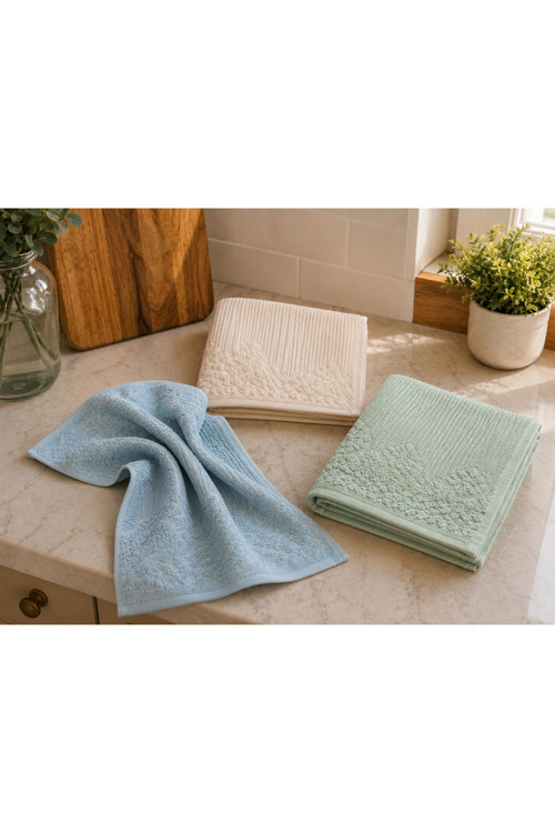 Renkli Mutfak Havlusu 30X50 Cm 3’Lü Set %100 Pamuk