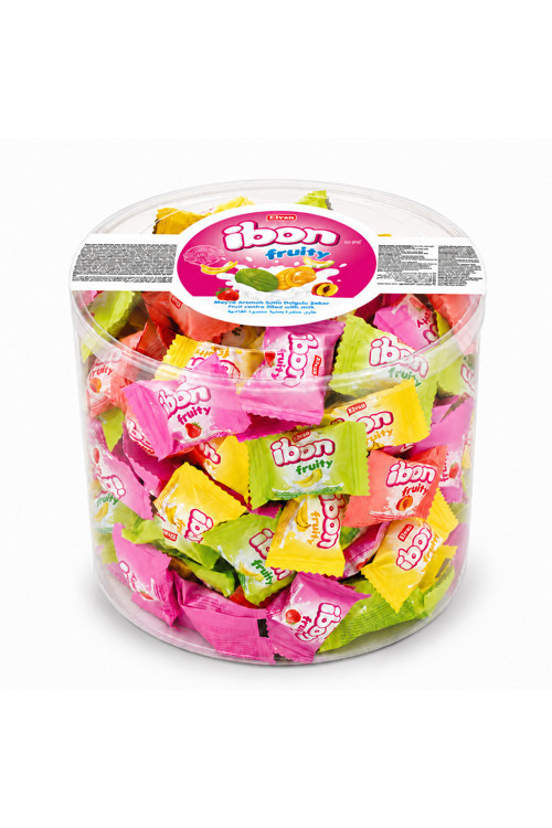 Ibon Sütlü Meyveli Şeker 1000 Gram (1 Adet Silindir Kutu)