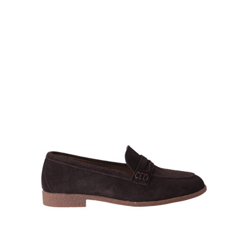 Kadın Hakiki Süet Deri Penny Loafer Babet Ayakkabı Kahve MB262150S