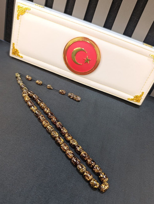 ALTIN VARAKLI TESBİH SİYAH GOLD RENKLİ