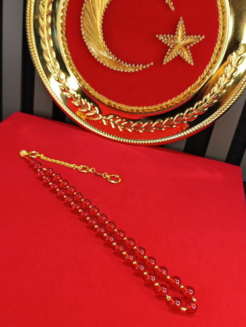 ATEŞ KEHRİBAR TESBİH VİP SERİSİ KIRMIZI RENK