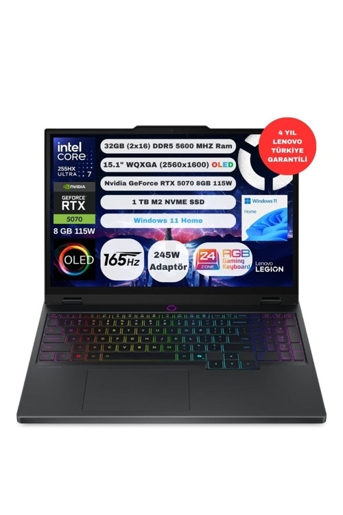 Legion 5 15Iax10 83F00087Tr Intel Core Ultra 7 255Hx 32Gb 1Tb Ssd Rtx 5070 W11 Home 15.1"