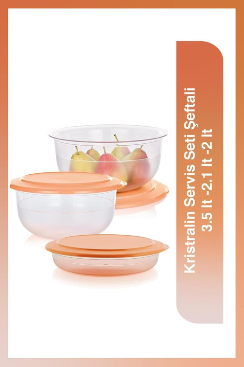 Kristralin Meyve & Sebze Saklama Ve Servis 3'Lü Set Şeftali 3.5 Lt - 2.1 Lt - 2 Lt