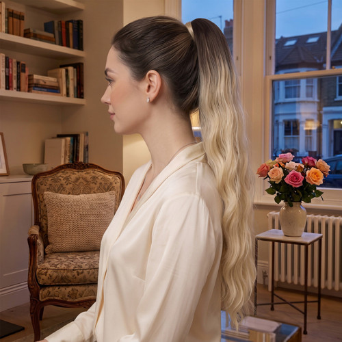 Tokalı Protein Fiber Sentetik At Kuyruğu / Kumral Platin Sarı Ombre