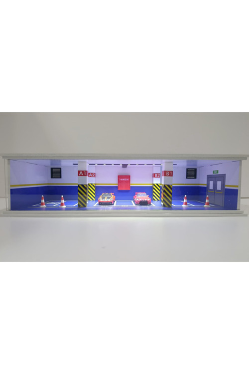DİORAMA KAPALI OTOPARK 1:64 ÖLÇEKLİ LED IŞIKLI OYUNCAK GARAJ
