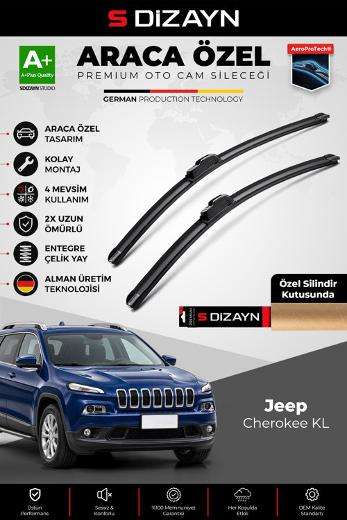 Jeep Cherokee KL Ön Cam Silecek Seti 2013-2023 Premium Araca Özel 65-45 Cm A+ Kalite