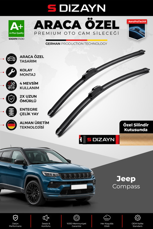 Jeep Compass Ön Cam Silecek Seti 2022 Üzeri Premium Araca Özel 60-45 Cm A+ Kalite