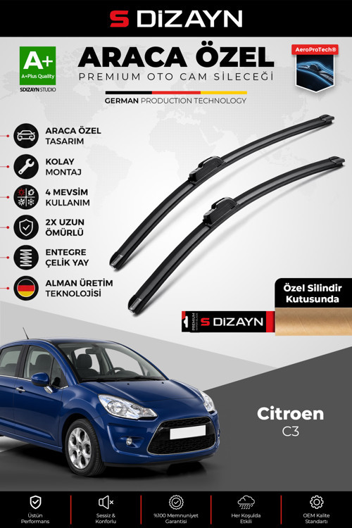 Citroen C3 Ön Cam Silecek Seti 2009-2016 Premium Araca Özel 65-40 Cm A+ Kalite