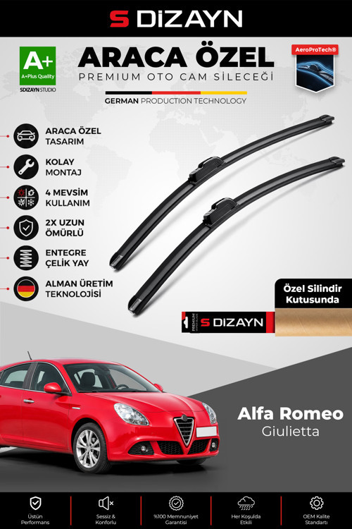 Alfa Romeo Giulietta Ön Cam Silecek Seti 2010-2020 Premium Araca Özel 60-45 Cm A+ Kalite