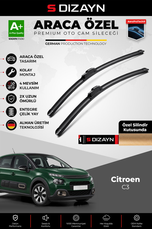 Citroen C3 Ön Cam Silecek Seti 2016 Üzeri Premium Araca Özel 65-40 Cm A+ Kalite