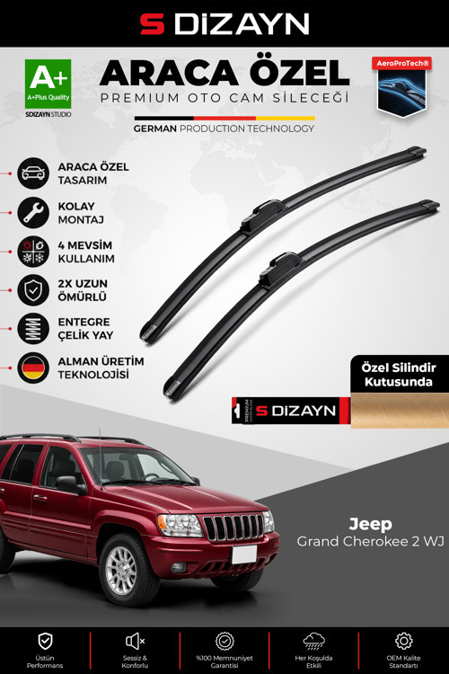 Jeep Grand Cherokee 2 WJ Ön Cam Silecek Seti 1999-2005 Premium Araca Özel 53-53 Cm A+ Kalite