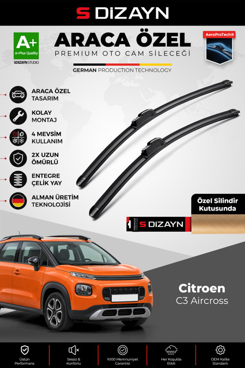 Citroen C3 Aircross Ön Cam Silecek Seti 2017-2024 Premium Araca Özel 65-40 Cm A+ Kalite