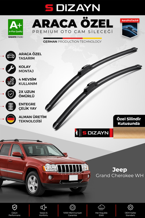 Jeep Grand Cherokee WH Ön Cam Silecek Seti 2005-2010 Premium Araca Özel 55-53 Cm A+ Kalite