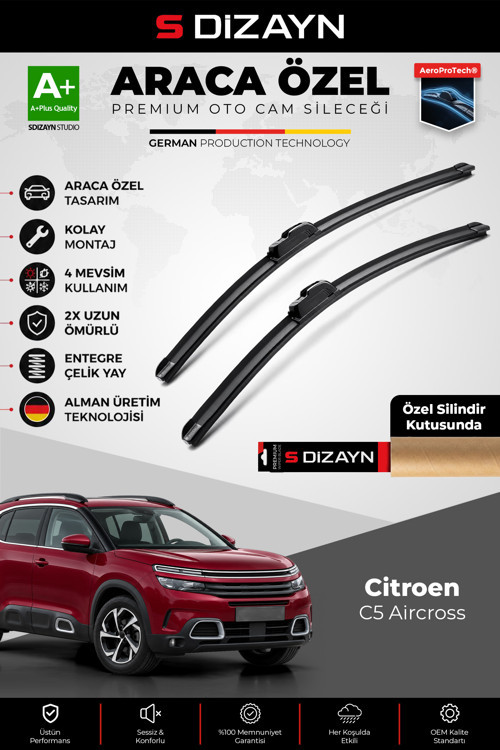 Citroen C5 Aircross Ön Cam Silecek Seti 2017-2024 Premium Araca Özel 70-40 Cm A+ Kalite