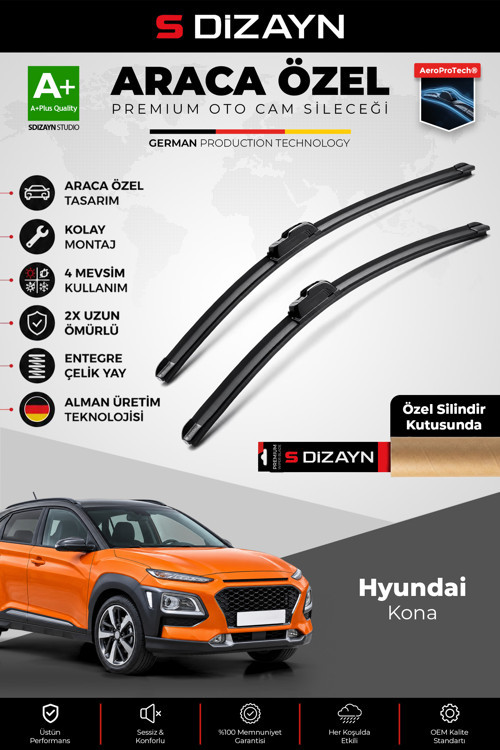 Hyundai Kona Ön Cam Silecek Seti 2017-2023 Premium Araca Özel 65-40 Cm A+ Kalite
