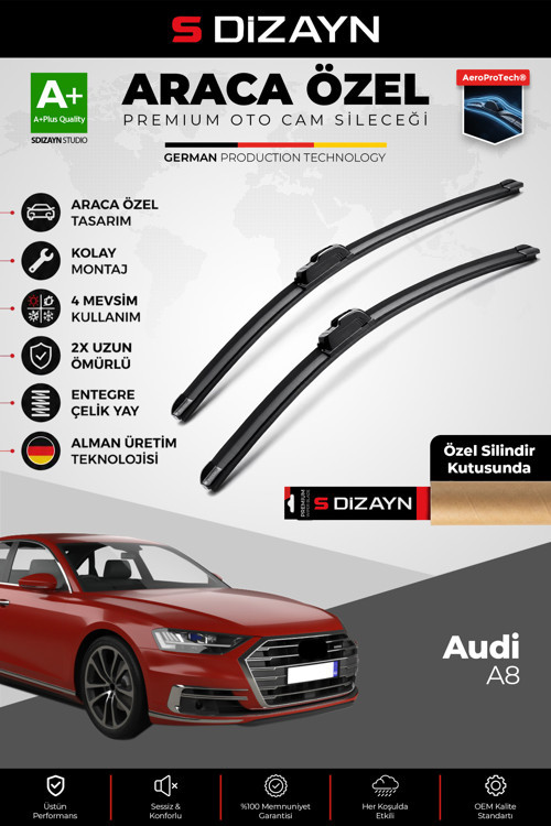 Audi A8 Ön Cam Silecek Seti 2017 Üzeri Premium Araca Özel 65-50 Cm A+ Kalite