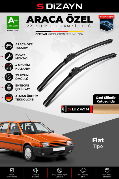 Fiat Tipo Ön Cam Silecek Seti 1987-1995 Premium Araca Özel 48-48 Cm  A+ Kalite
