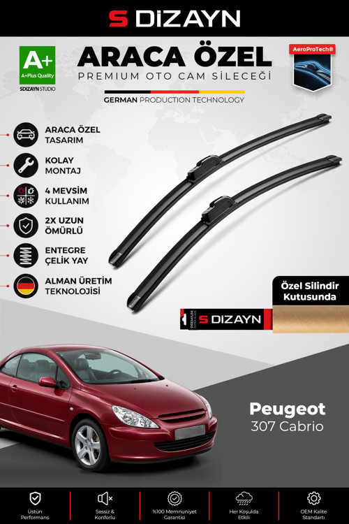 Peugeot 307 Cabrio Ön Cam Silecek Seti 2003-2005 Premium Araca Özel 70-60 Cm A+ Kalite