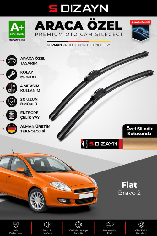 Fiat Bravo 2 Ön Cam Silecek Seti 2007-2014 Premium Araca Özel 60-45 Cm A+ Kalite