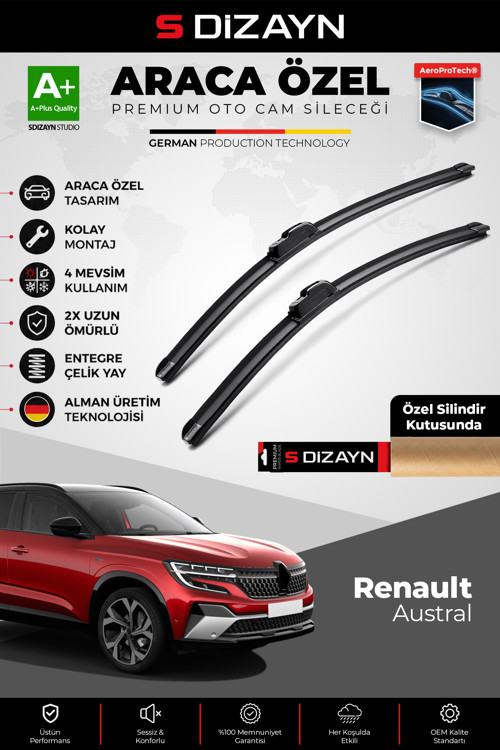 Renault Austral Ön Cam Silecek Seti 2023 Üzeri Premium Araca Özel 65-48 Cm A+ Kalite