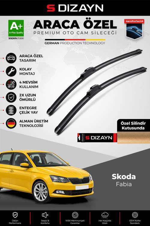 Skoda Fabia Ön Cam Silecek Seti 2014-2021 Premium Araca Özel 60-40 Cm A+ Kalite