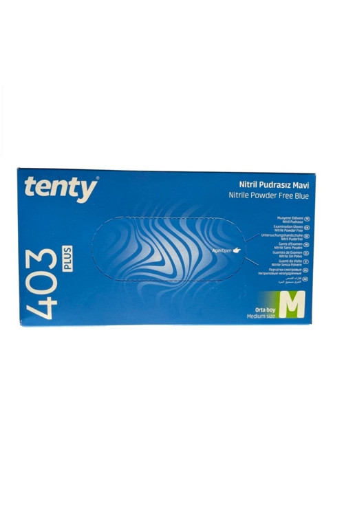 403 Plus Medium (M) Nitril Pudrasız Mavi Hijyenik Eldiven 100'Lü