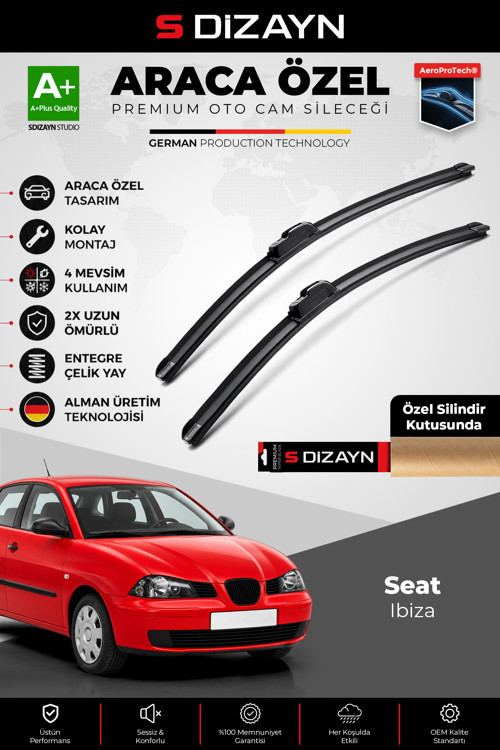 Seat Ibiza Ön Cam Silecek Seti 2002-2005 Premium Araca Özel 53-48 Cm A+ Kalite