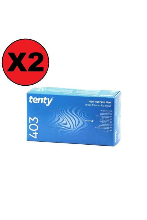 403 Nitril Pudrasız Mavi Muayene Eldiveni 2 Paket 100'Lü (2*100) Large (L)
