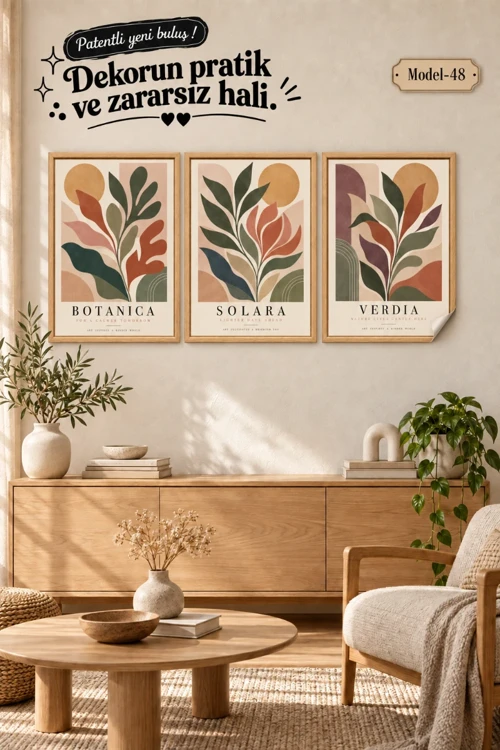 Statik Tutunma Özellikli Tablo - Poster Modern (Model- 48)