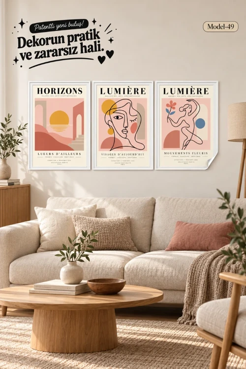 Statik Tutunma Özellikli Tablo - Poster Modern (Model- 49)