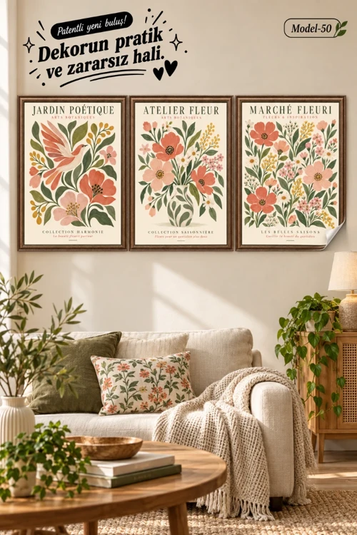 Statik Tutunma Özellikli Tablo - Poster Modern (Model- 50)