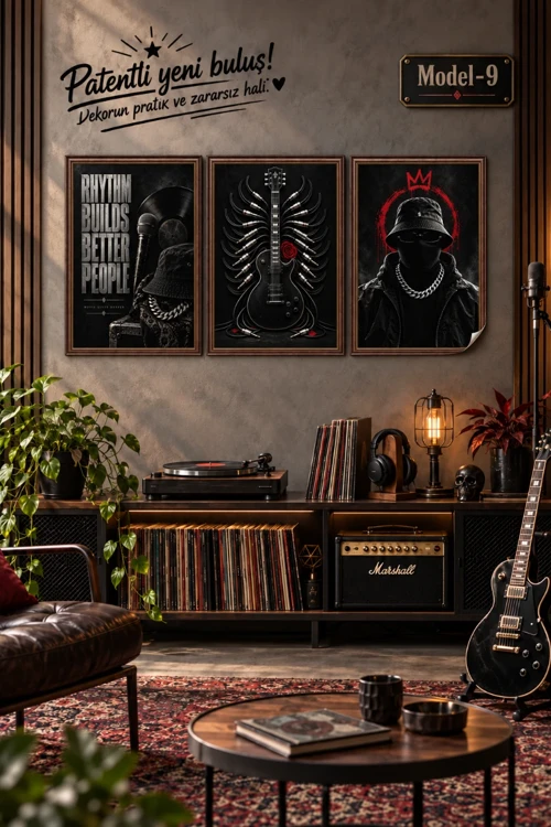 Statik Tutunma Özellikli Tablo - Poster Müzik (Model- 9)
