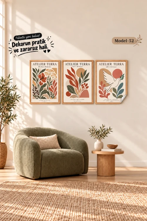 Statik Tutunma Özellikli Tablo - Poster Modern (Model- 52)