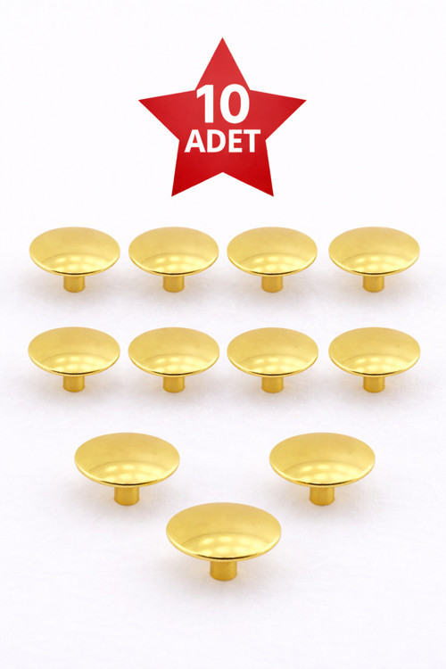 Mantar Metal Gold Altın Yuvarlak Düğme Mobilya Çekmece Düğme Kulp 10 Adet