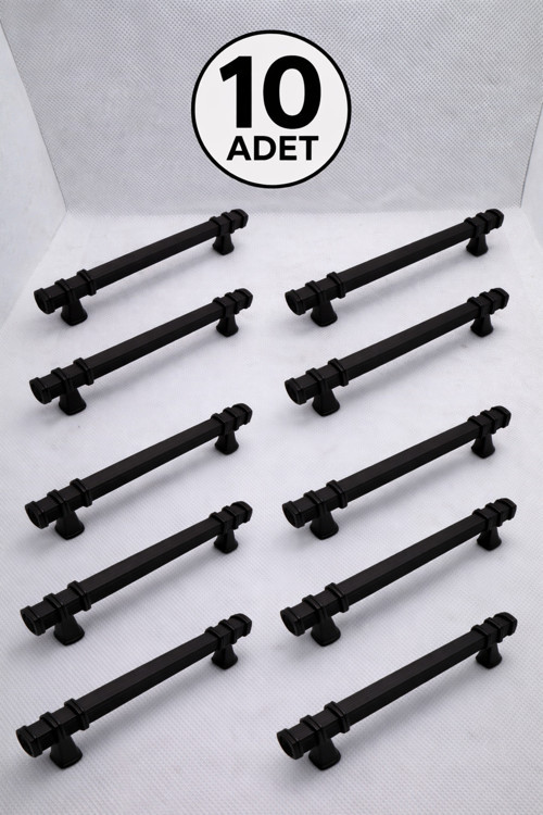 Eros Kare Yüzüklü Siyah 160Mm Metal Dolap Çekmece Kulp 10 Adet