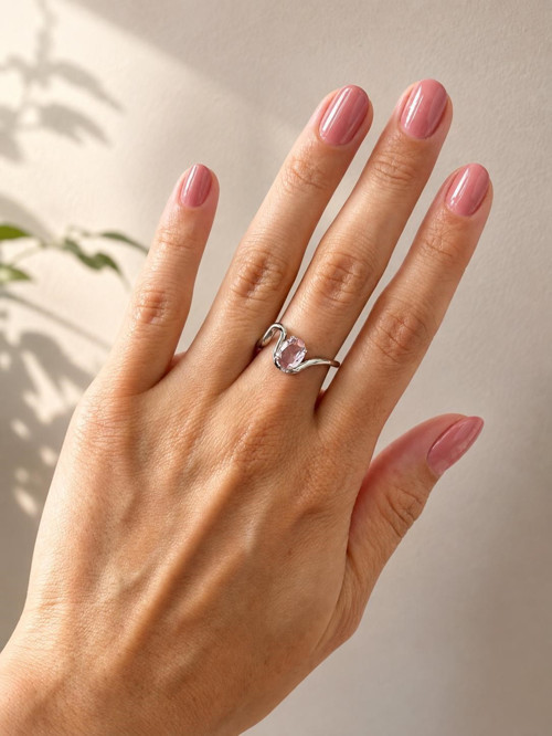 Pembe Taşlı Silver Yüzük