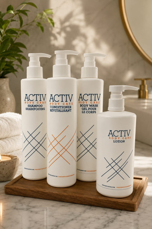 ACTIV Body Care 360 ML Otel & Spa Bakım Seti – Şampuan, Saç Kremi, Duş Jeli ve Vücut Losyonu