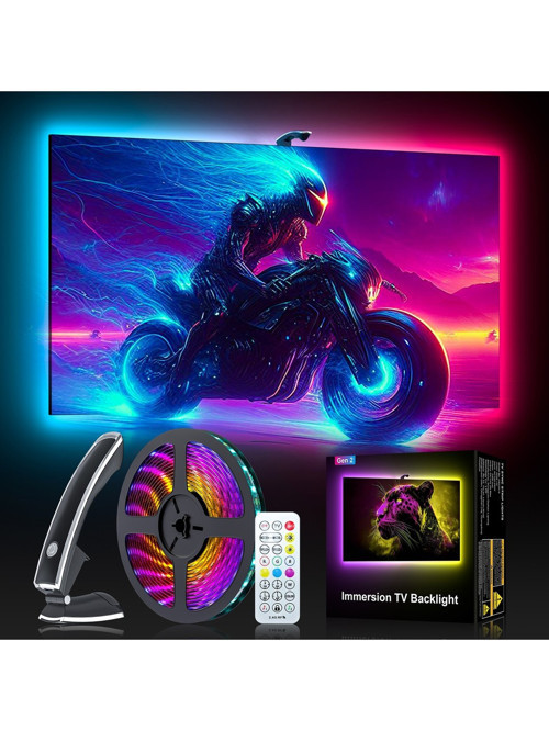 Tv Sync Rgbıc Ambilight LED Tv Arka Aydınlatma, 3.8 Metre, Mobil Uygulama ve Kumanda Kontrollü, Müzik Senkronizasyonlu, 55-65 Inç Tv Uyumlu DX23014