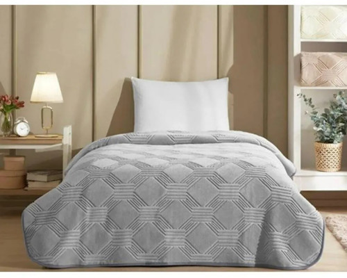 Trendy Embos Tek Kişilik Battaniye(155x220)-Art Deco Gri