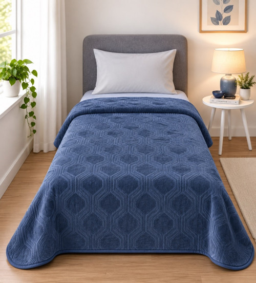 Trendy Embos Tek Kişilik Battaniye (155x220)-Art Deco Çin Mavisi Yeni