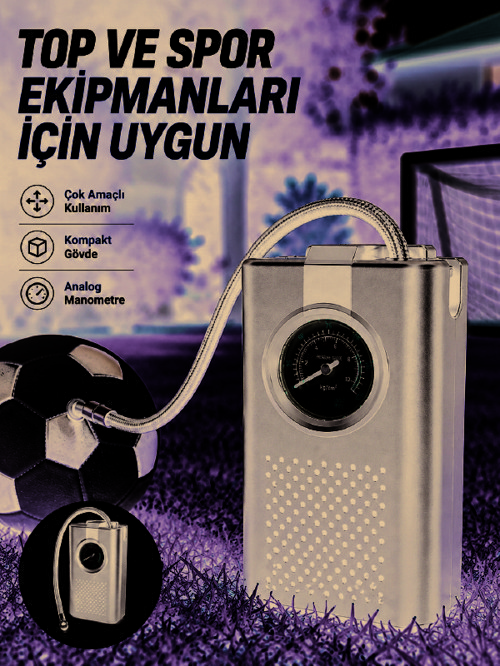 Çok Amaçlı Taşınabilir Hava Pompası Araç Bisiklet Top Lastik Şişirme Pompası